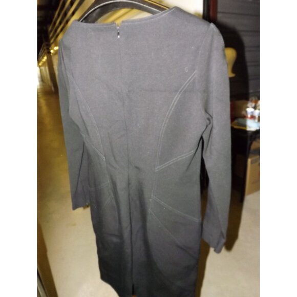 Andrew GN Luxury Fitted Black Long Sleeve Dress Size 46 EU 1416 US Rich Fabric - Picture 10 of 16